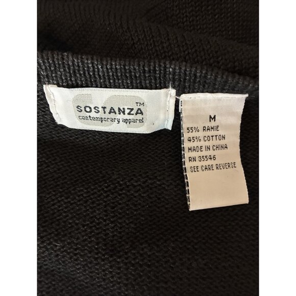 Sostanza Womens Size M Black Sweater Vest Button Front Beaded Floral Knit - Picture 6 of 7